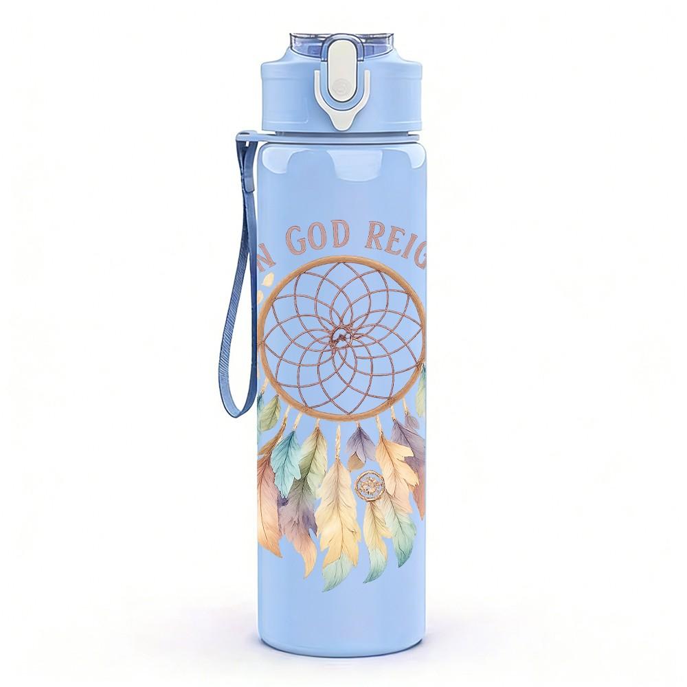 1PC Boho Dreamcatcher Art 750ml Color Plastic Sports Water Bottle Leakproof Flip Straw Lid Suitable for Sports Office Home Use