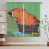 Children's Room Curtains Salon 2 Cheap Pieces Capybara Art Bedroom Blackout Curtains for Window Bathroom Curtain Tiebacks Blinds