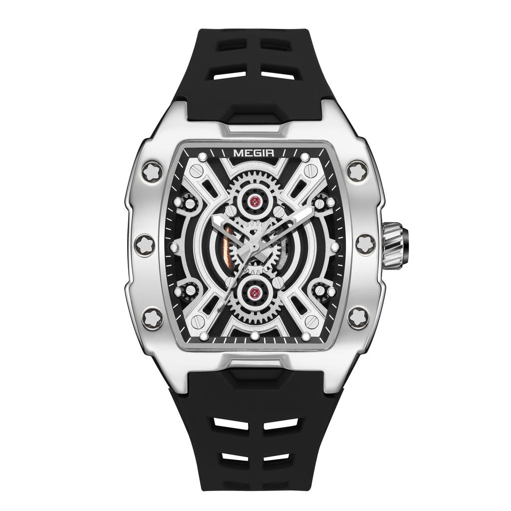 Megir Sportuhren für Herren Wasserdicht Militärische Quarz-Armbanduhr Silikonarmband Großes Zifferblatt Leuchtend Lässige Uhr Uhr Montre Homme 8116