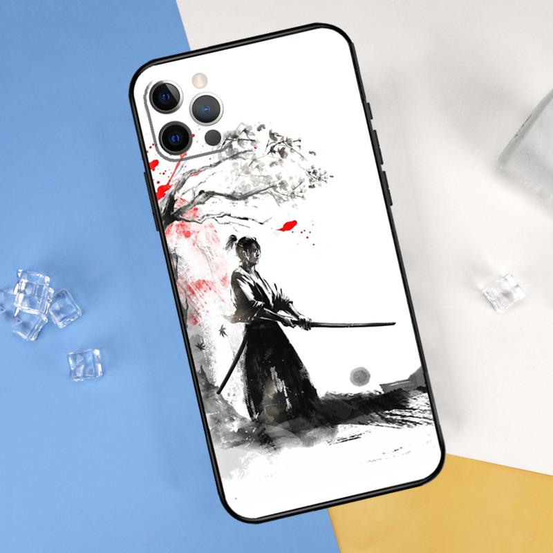 Japanese Samurai Ninja Phone Case For iPhone 15 Pro 16 Pro 11 13 14 Pro Max 12 Mini XR 16 15 Plus 16e Cover Shell