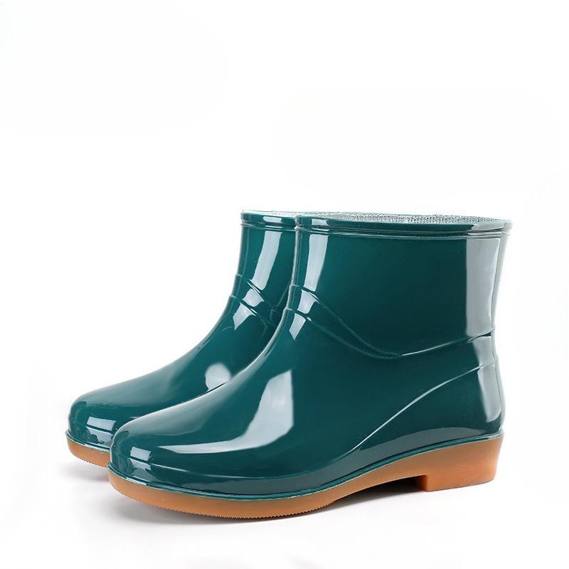 Autumn and Winter Velvet Waterproof Short Tube Women's Rain Boots Round Toe Outdoor Anti Slip Garden Shoes Durable Rubber Boots