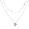Women 2-Layer Round Disc Dangle Clavicle Chain Choker Necklace Party Jewelry