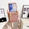 Crossbody Cards Solt Wallet Leather Phone Case for Samsung Galaxy Z Flip 7 FE 6 5 4 Flip6 Flip7 Hand Strap Lanyard Pocket Cover