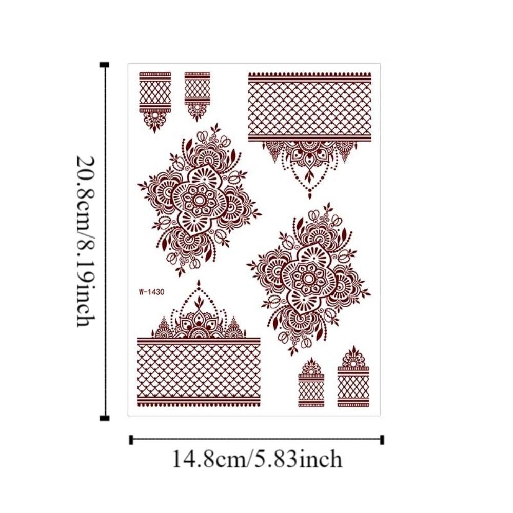 Lace Fake Tattoo Temporary Tattoo Legs Arm Red Henna Tattoo Decals Women/Lady