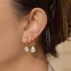 Stainless Steel Earrings Gold Plated Small Hoop with Round Pear Cut Zirconia Dangle Minimalist Elegant Earrings for Women