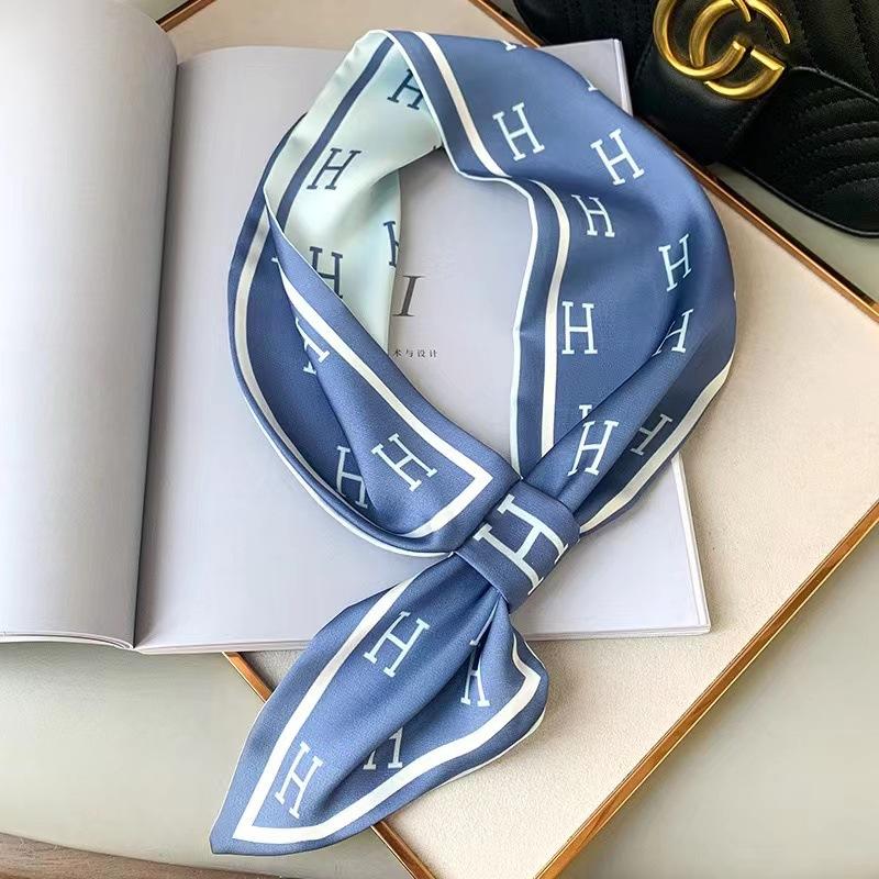 2025 Neckerchief Female Luxury Square Scarf for Women Silk Shawl Satin Hijab Fashion Wraps Hair Bands Ribbon Headband Bandana