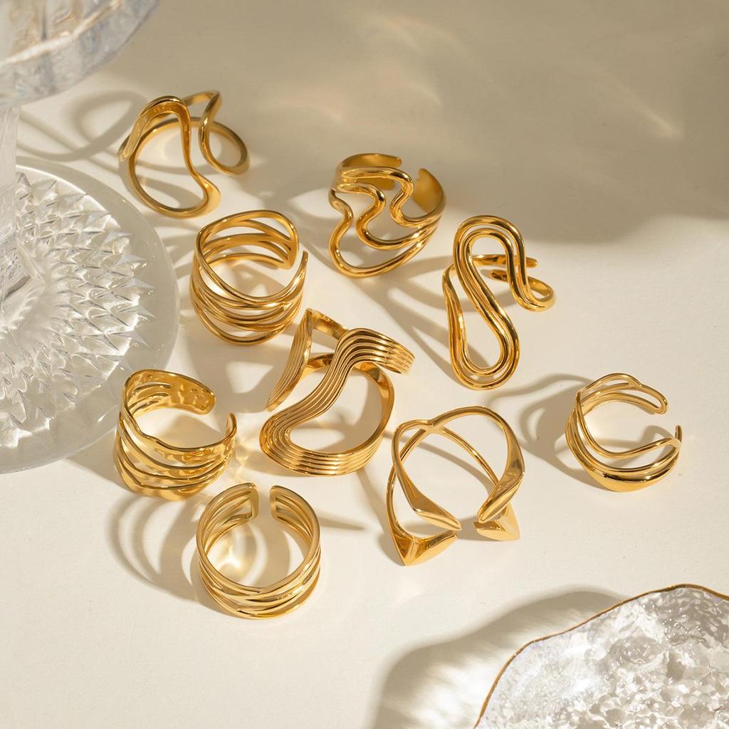 Jieding Stainless Steel Exaggerated Ring - High-end Irregular Design for Women, European and American Style