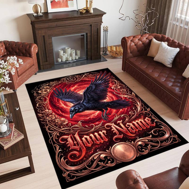 Space Cosmic Theme Crystal Velvet Rug Personalized Custom Name Text Soft Floor Mat Home Decor