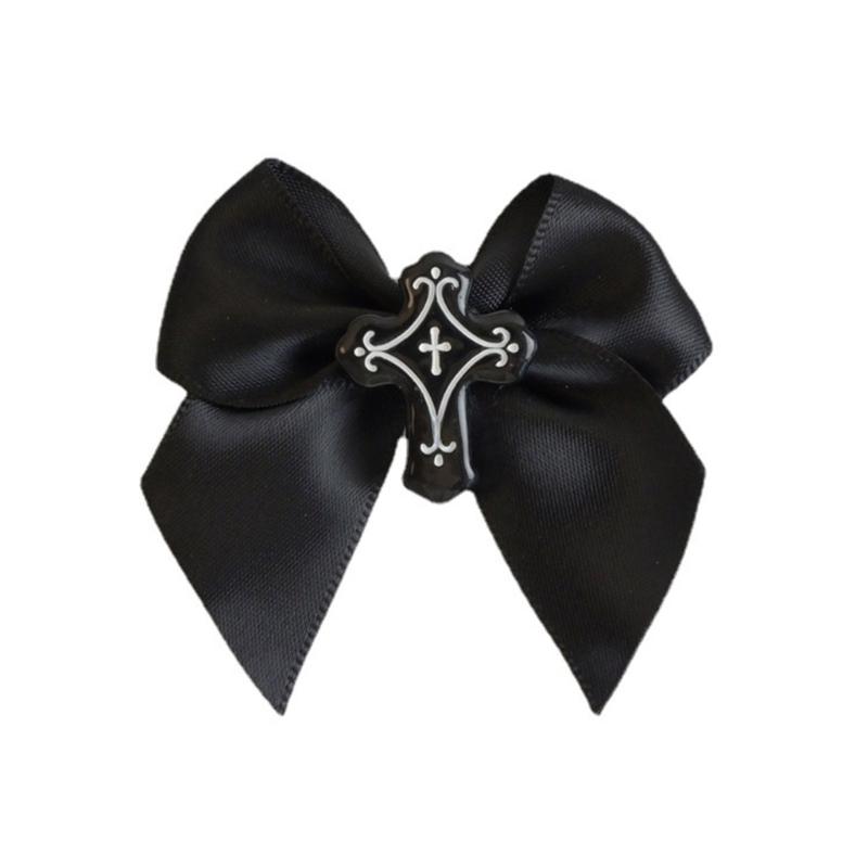Elegant Hair Clip Punk Cross Bowknot Shape Hair Barrettes for Teens Punk Style 1