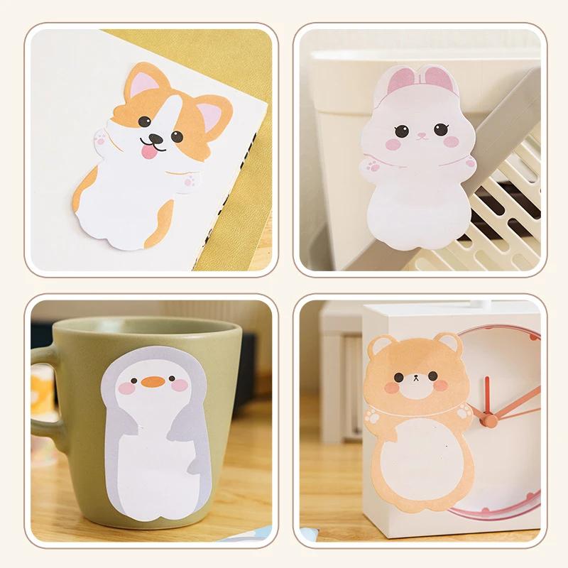 Lytwtw's Lovely Animal Rabbit Bear Dog Sticky Notes Memo Pad Paper School Supplies Planner Stickers Stationery