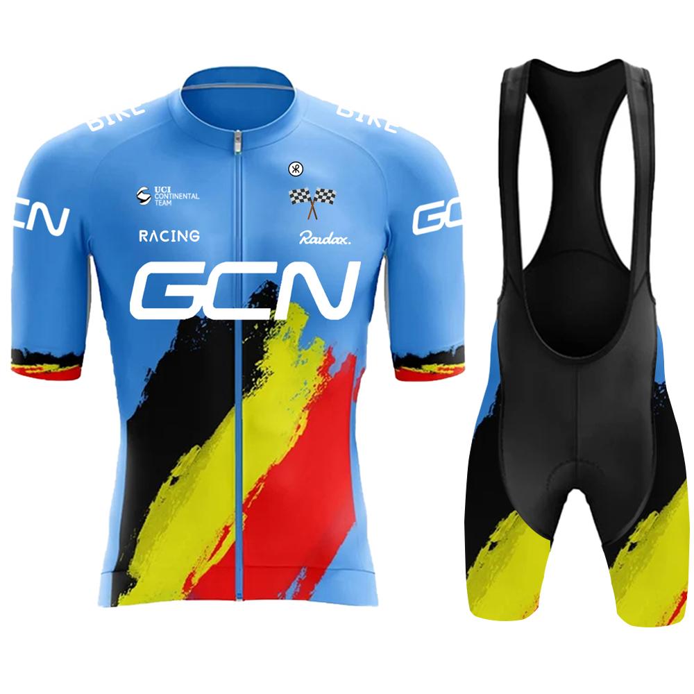 2025 Nový Pánský Letní Cyklistický Dres s Krátkým Rukávem Pro Silniční Kolo Prodyšný Dres Cyklistický Týmový Tréninkový Oblek Cyklistické Kalhoty s Náprsenkou Rychleschnoucí Sada