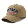 Vintage USA Flag Embroidered Baseball Cap - Bold Lettering, Distressed Wash, Sun Protection - Trendy Dad Hat for Outdoor