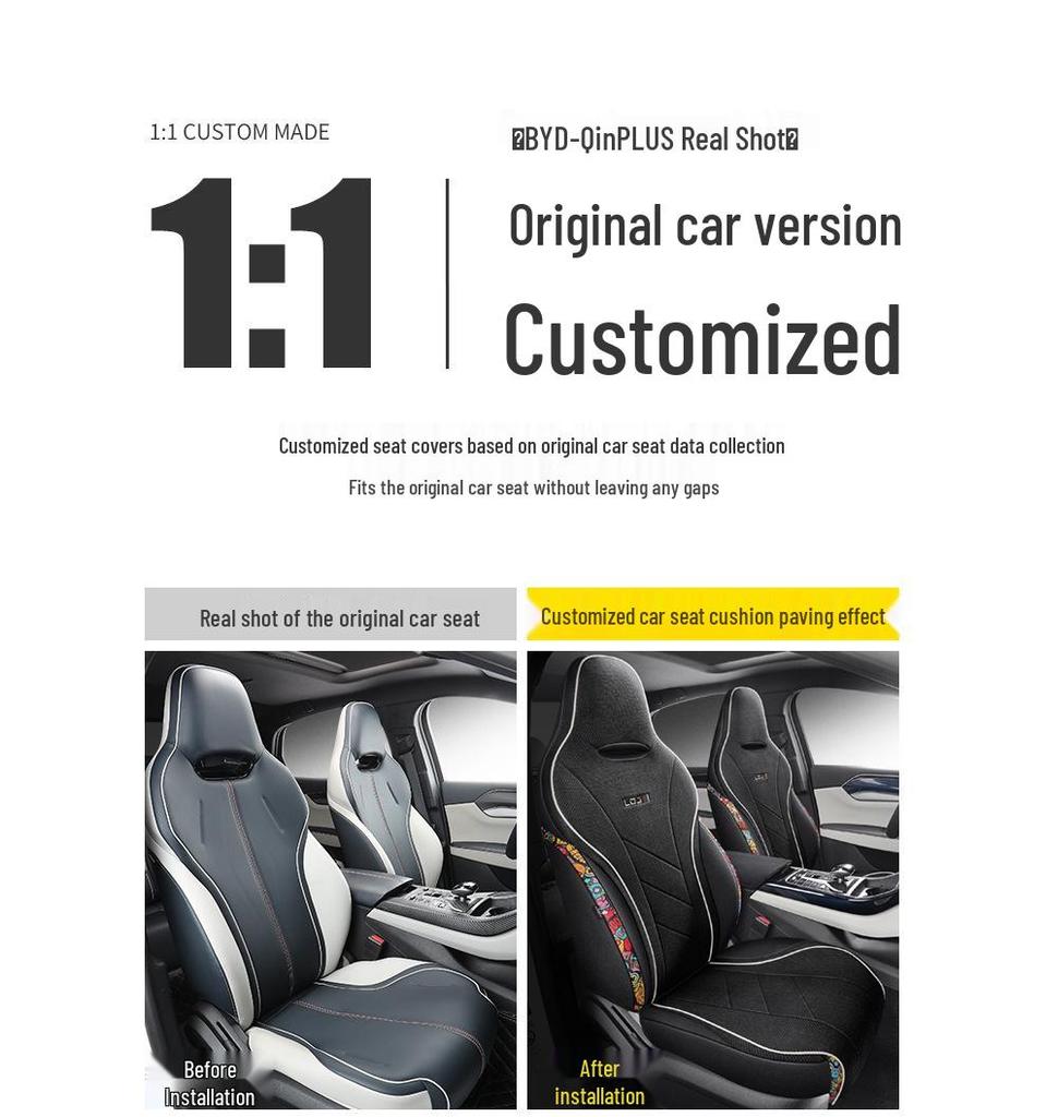 BYD Qin Plus All-Season Linen Cartoon Car Seat Cover