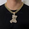 Hip Hop Aggressive Bear Pendant Iced Out Rhinestones Necklace for Men Women Accessories Iced Out