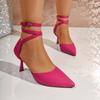 Hollow Fleece Bread Toe Sandals Women's Pointed Toe Shallow Suede One Slip Strap Slip Bag Heel Stiletto Shoes