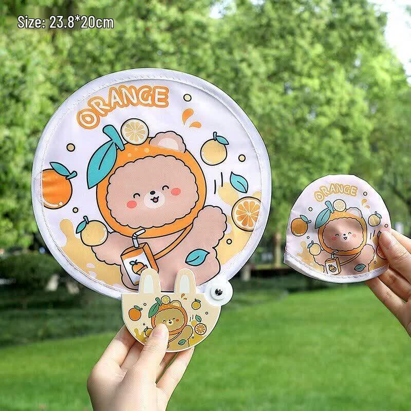 LIEI Cartoon Portable Round Cloth Folding Fan