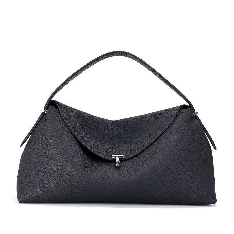 

Ladies casual shopping bag Women s high-quality cowhide handbag fashiable retro designer luxury leather bags large capacity 35x11x18cm чёрный