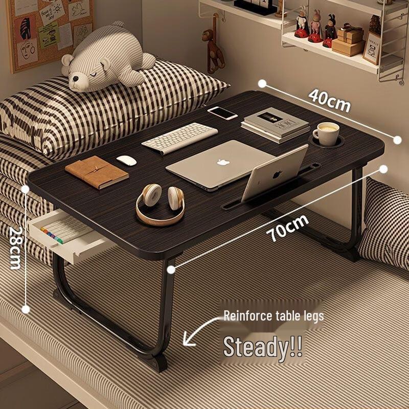 Foldable Bed Desk with Cup Holder & Tablet Slot