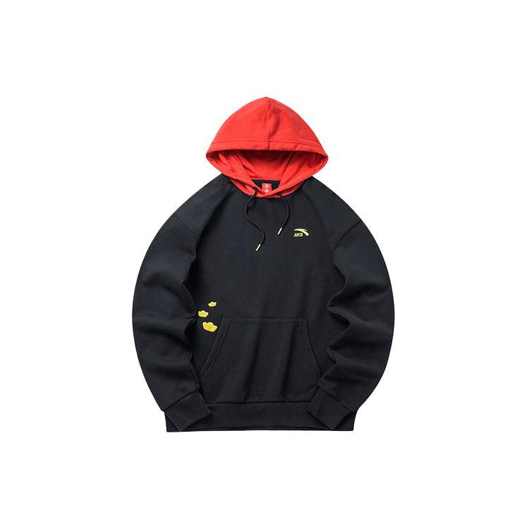 Anta X Emperors Nap Co-Branded Life Series Cartoon Print Color Block Hoodie Men Tops Black 152218721-2