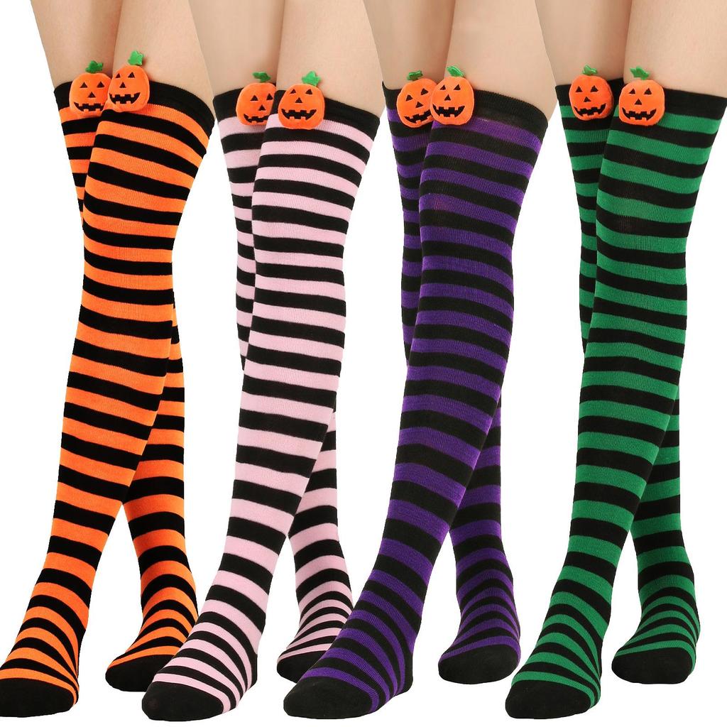 Women's Halloween Devil Over-the-Knee Cosplay Socks: European and American Striped Long Socks