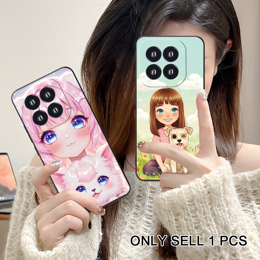 Girl Dog Puppy Matte TPU Mobile Phone Case for Xiaomi 15 14 13 12 Mi 11 T Ultra Lite Pro S X 5G Colorful Printing Cover