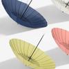 24-Rib Wind-Resistant Umbrella: Large Solid Color, Long Handle, Custom Logo for High-End Business Use