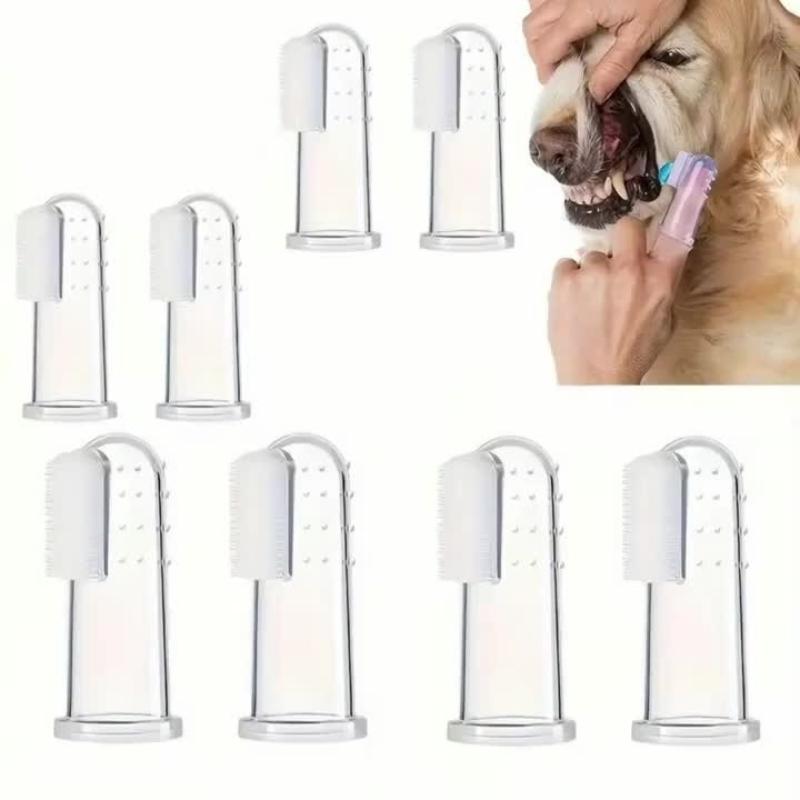4Pcs Pet Finger Toothbrush Set, Soft Silicone Toothbrush for Dogs, Cats, Puppies & Kittens