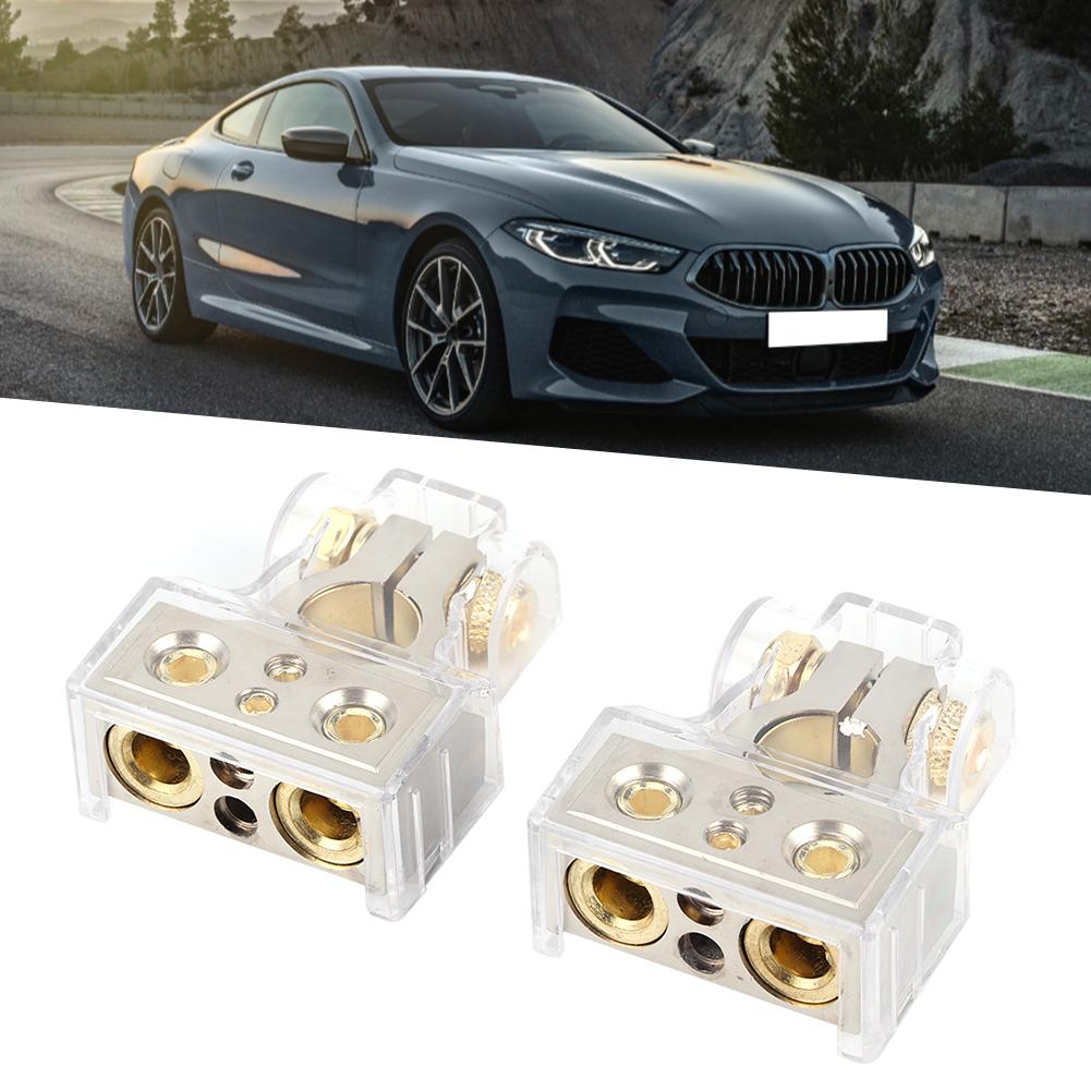 Paar Batteriepol-Klemmen 4-Loch Verbinder mit Schutzabdeckung Autozubehör