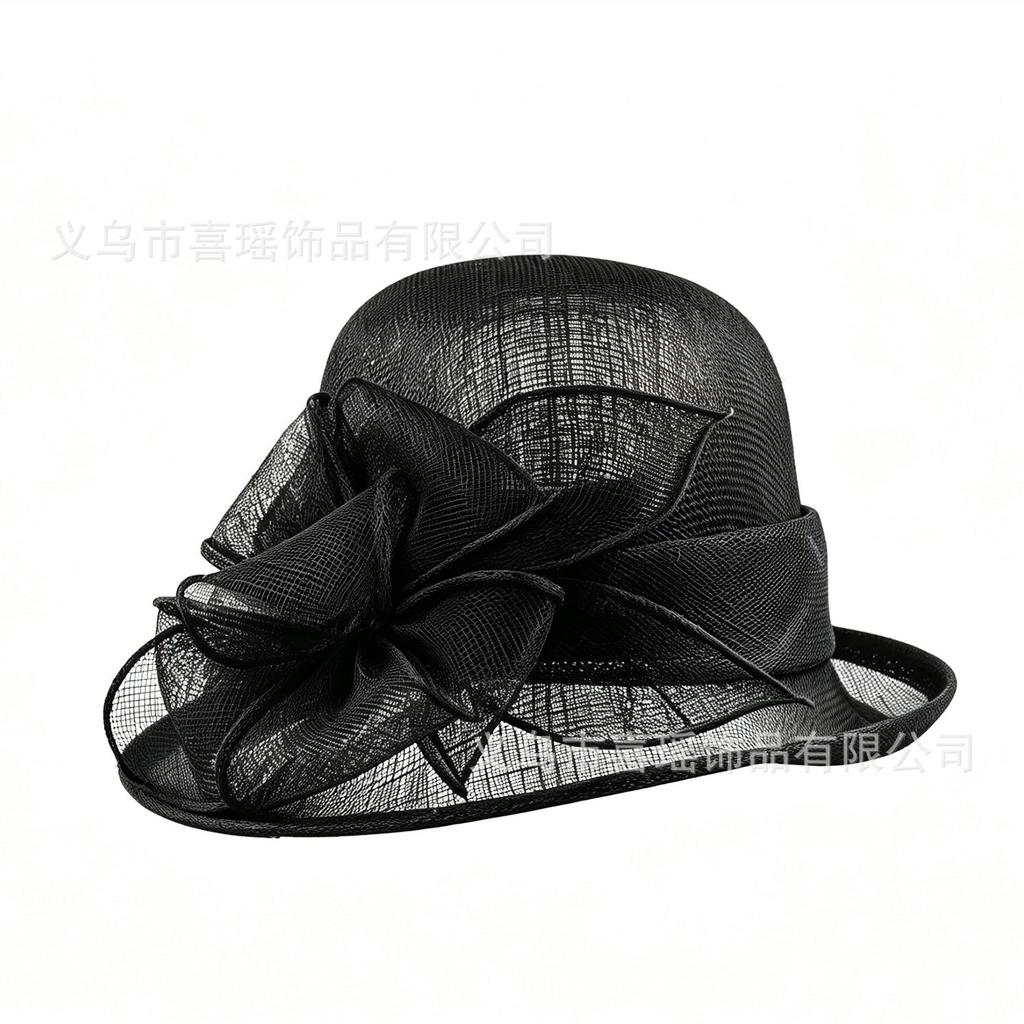 High-end Hemp Top Hat Women's French Sun Hat Curled Edge Beach Hat Summer Versatile Sun Hat