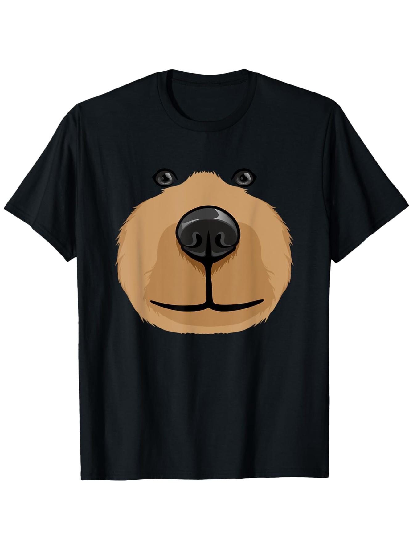 

ute Cartoon Bear Face pattern design -100% cotton summer O-neck short sleeve casual printed men s T-shirt. 3XL