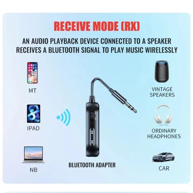 2 in 1 Bluetooth 5.4 Audio Transmitter Receiver 3.5mm AUX Jack Stereo Music Wireless Audio Adapter for TV Car Speaker PC Headphone