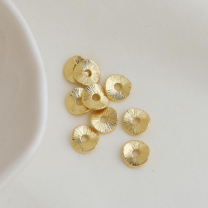 14K Gold Plated Striped Wavy Disc Beading Material for DIY Jewelry Accessories