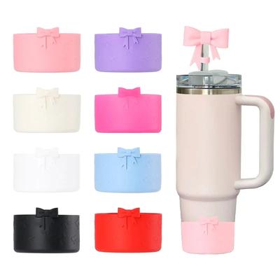 Hot Silicone Cup Cover Anti Slip and Heat-insulating Cup Cover Butterfly Bow 7.5CM/12-40oz Universal Cup Cover Base