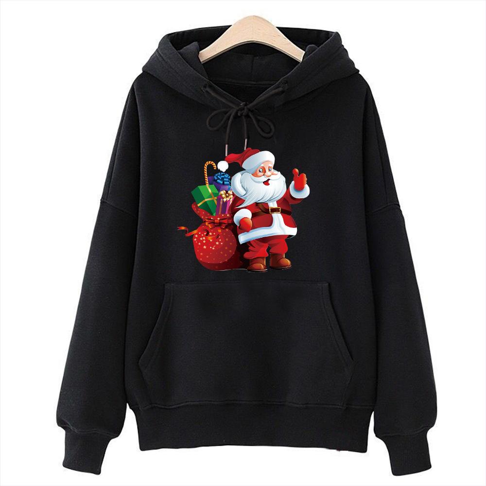 Ladies' Autumn And Winter Christmas, The New Santa Claus Carrying Christmas Gifts, The Shoulder-Length Pullover And Hooded Sweater.