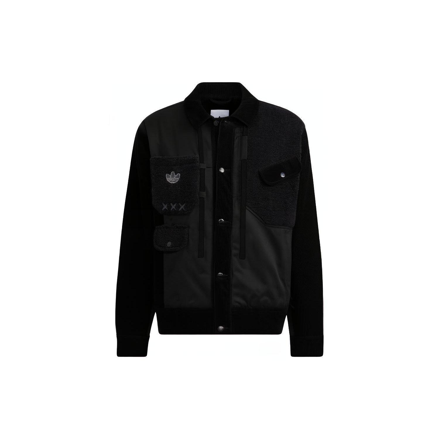 

Adidas Originals Trefoil X Melting Sadness Puppet Series Логотип Лоскутная спортивная куртка Мужские куртки Черные HC0347 XS