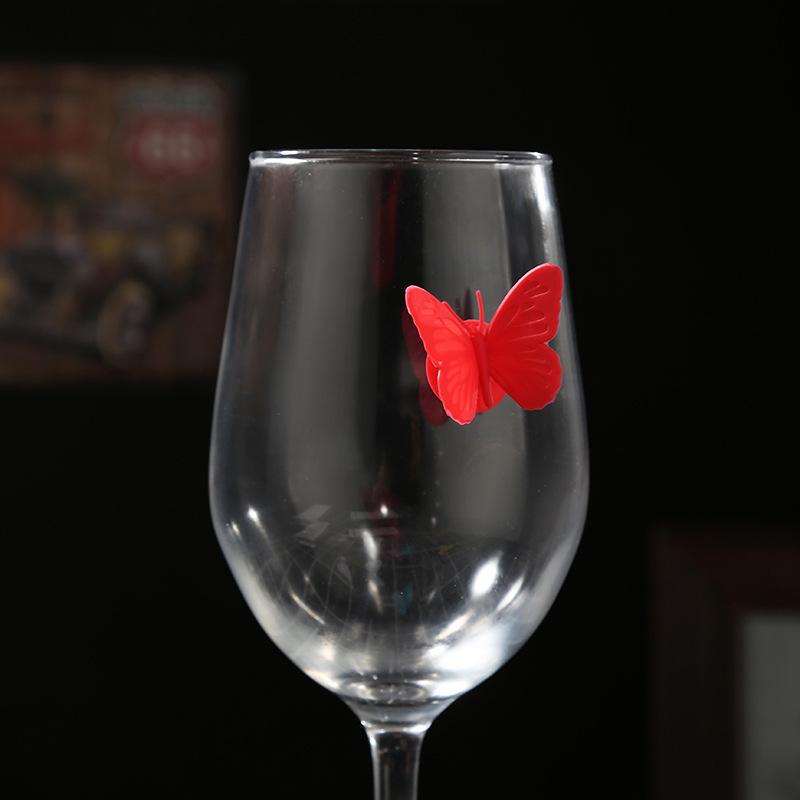 Silikon Schmetterling Weinglas-Markierer und Trenner - Partyzubehör Saugnapf-Aufkleber