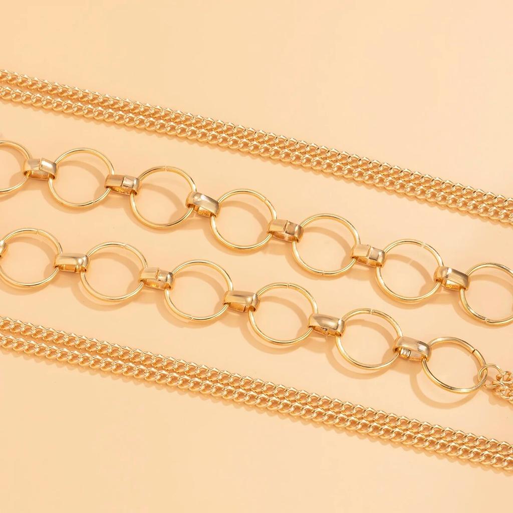 IngeSight.Z Sexy Geometric Cross Harness Bra Chest Chain for Women Simple Gold Color Bikini Chain Waist Belt Body Jewelry Party