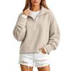 Women's Color Long Sleeve Zip-Up Sweatshirt with Collar for Casual Daily Wear