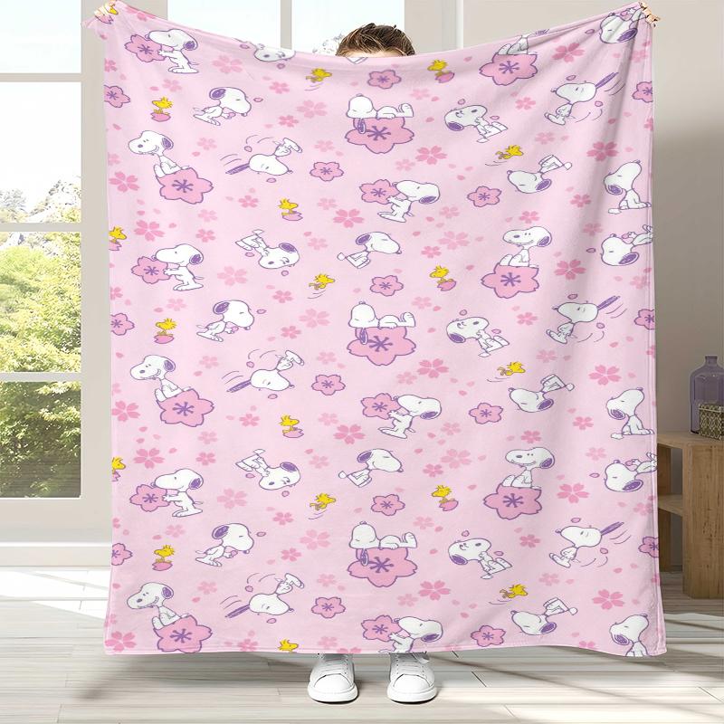 Cute Snoopy Dog Cartoon Flannel Blanket,Ultra Soft Warm Plush Throw for Home Bedroom Bed Sofa Cover Camping Picnic gift
