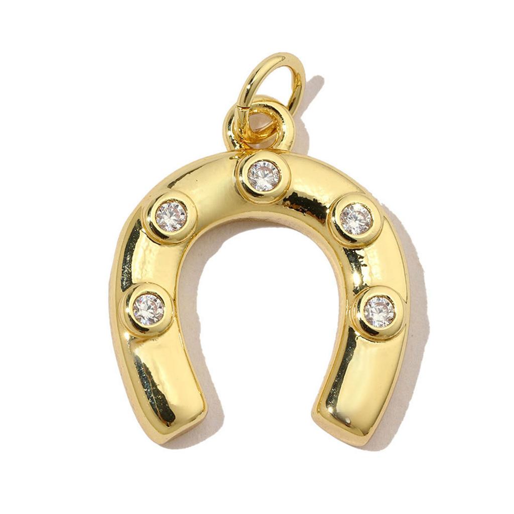 3pcs 18k Gold Plated Charm Heart/Horseshoe/Dices Poker Card Pendants with Cubic Zirconia Necklace Earrings Components