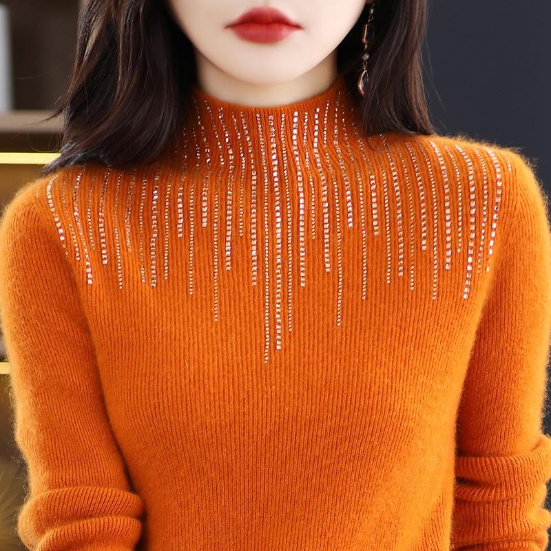 Women's Cashmere Sweater Qinghe Cashmere 30% Cashmere 70% Wool Women's Autumn and Winter Cashmere Pullover Soft and Warm