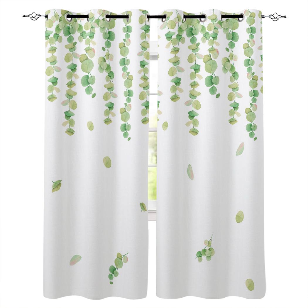 Акварельные листья эвкалипта Растение Панель штор Кухонные декоративные элементы Оконные — фото 11