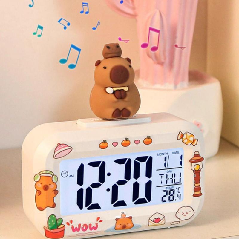 Kawaii Kapibara Anime Budzik Ozdoba na Biurko do Pokoju Studencki Budzik Urok Prezent Urodzinowy ze Naklejkami