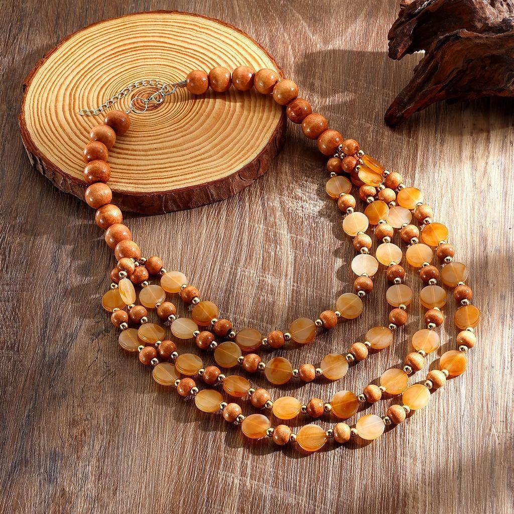 Bohemian Vintage Beaded Necklace With Multilayer Geometric Design For Womens Fashion