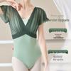 Summer Short-Sleeve Ballet Practice Dance Costume - Faux Two-Piece Jumpsuit for Body Shaping