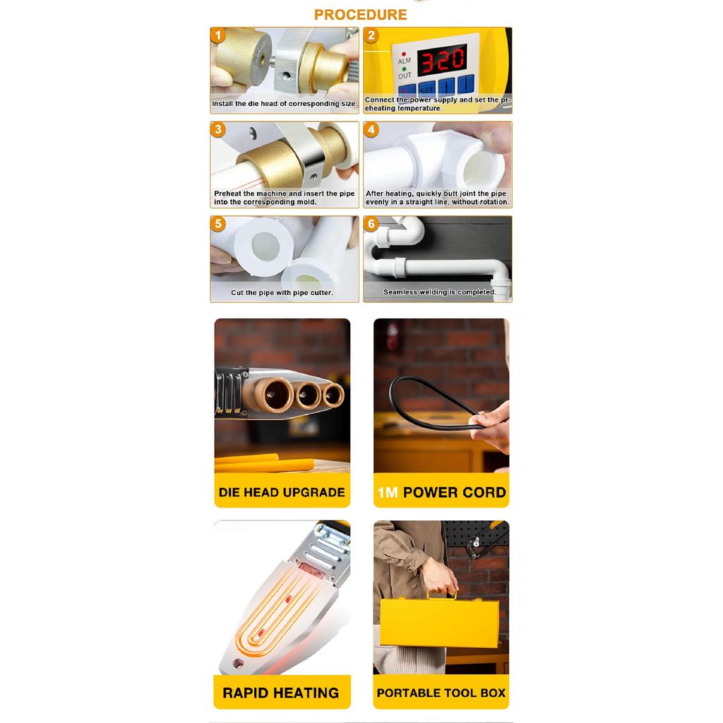 220V Pipe Welding Machine 800W/1000W Pipe Welding Iron PB/PP/PE/PPR Pipe Welding Tools, Home Water Pipe Plastic Welding Tools