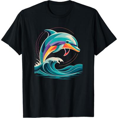 Camiseta Arte de Delfín Geométrico Espíritu Visionario Tótem del Océano(2)