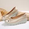 Fashion Shoes for Women 2025 Plus Size Slip on Women's High Heels Platform Daily Pumps Women Round Toe Wedges Bow Tie Shoes Female