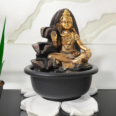 Buddha Idol Vodní fontána pro domácí dekoraci (19 cm) LED světla | Vodopádové fontány pro obývací pokoj, zahradu, kancelář, recepci, stolní