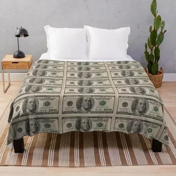 Dollar Geldschein Muster Flanelldecke Superweich Warm Leichtgewicht Königin-Größe für Bett Sofa Couch Decke für Teenager